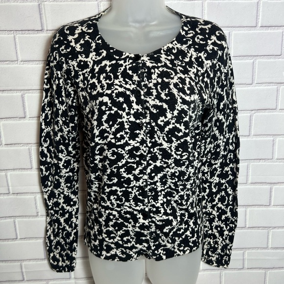 MERONA women Black and White Patterned cardigan Sweater/size S - Picture 2 of 8